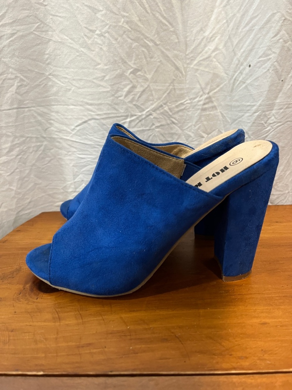 Hot Kiss Cobalt Blue Suede Slip-On Open-Toe Mules - Picture 2 of 3
